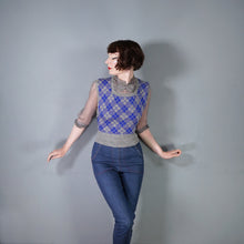 Load image into Gallery viewer, 40s SIDE BUTTONED BLUE AND GREY WOOL TANK TOP / JUMPER - S-M