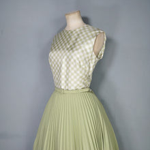Load image into Gallery viewer, 70s PASTEL GREEN PLEATED SKATER DRESS WITH BELT - S