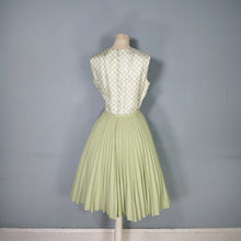 Load image into Gallery viewer, 70s PASTEL GREEN PLEATED SKATER DRESS WITH BELT - S
