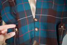 Load image into Gallery viewer, 40s SUZANNE DARK GREEN PLAID CAPE STYLE WAISTCOAT - S-M