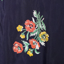 Load image into Gallery viewer, 70s JEFF BANKS BLACK FLORAL 40s INSPIRED SILKY TEA DRESS - S