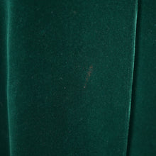 Load image into Gallery viewer, 60s 70s HANDMADE SILKY GREEN VELVET MAXI COAT WITH HOOD AND FAUX FUR - S