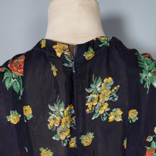 Load image into Gallery viewer, 70s JEFF BANKS BLACK FLORAL 40s INSPIRED SILKY TEA DRESS - S