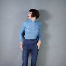 Load image into Gallery viewer, 60s TRENT VALLEY LIGHT BLUE CROPPED WOOL SPORTS JUMPER - XS
