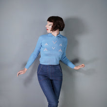 Load image into Gallery viewer, 60s TRENT VALLEY LIGHT BLUE CROPPED WOOL SPORTS JUMPER - XS
