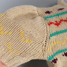 Load image into Gallery viewer, 70s CROPPED PUFF SLEEVE WOOL BEIGE FAIRISLE JUMPER - XS