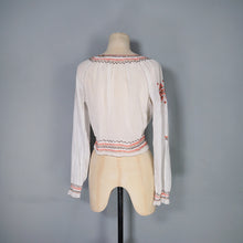 Load image into Gallery viewer, 40s HUNGARIAN GAUZE COTTON BLOUSE WITH FLORAL EMBROIDERY - XS-S