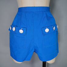 Load image into Gallery viewer, 50s 60s SPORTAVILLE BLUE SUMMER SHORTS WITH BUTTON AND POCKET DETAIL - 27"