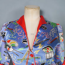 Load image into Gallery viewer, 70s MISS MOUSE RAE SPENCER CULLEN NOVELTY ARTIST PAINTS PRINT DRESS - XS