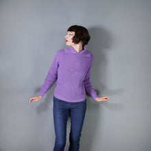 Load image into Gallery viewer, 60s PURPLE PATTERNED SHAWL COWL COLLAR WOOL JUMPER - S