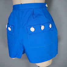 Load image into Gallery viewer, 50s 60s SPORTAVILLE BLUE SUMMER SHORTS WITH BUTTON AND POCKET DETAIL - 27"