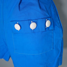 Load image into Gallery viewer, 50s 60s SPORTAVILLE BLUE SUMMER SHORTS WITH BUTTON AND POCKET DETAIL - 27"