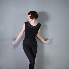 Load image into Gallery viewer, 50s FINE KNIT BLACK BEADED EVENING JUMPER TOP - XS-S