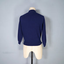 Load image into Gallery viewer, 50s / 60s NAVY BLUE PRINGLE SCOTTISH HAND INLAID INTARSIA BLUEBELL CARDIGAN - S
