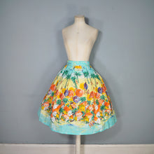 Load image into Gallery viewer, 50s BEACH AND VILLAGE LANDSCAPE BORDER PRINT NOVELTY COTTON SKIRT - 24&quot;