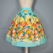 Load image into Gallery viewer, 50s BEACH AND VILLAGE LANDSCAPE BORDER PRINT NOVELTY COTTON SKIRT - 24&quot;