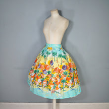 Load image into Gallery viewer, 50s BEACH AND VILLAGE LANDSCAPE BORDER PRINT NOVELTY COTTON SKIRT - 24&quot;