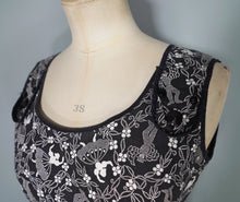 Load image into Gallery viewer, 50s BLACK AND WHITE DANCER NOVELTY PRINT FULL SKIRTED COTTON DRESS - S