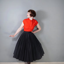 Load image into Gallery viewer, 50s 60s BRIGHT RED COTTON BLOUSE TOP WITH BOW - S