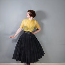 Load image into Gallery viewer, 50s 60s SUSAN GLENN SHEER VIBRANT YELLOW PINTUCKED BLOUSE - L