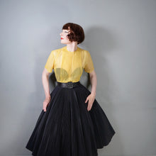 Load image into Gallery viewer, 50s 60s SUSAN GLENN SHEER VIBRANT YELLOW PINTUCKED BLOUSE - L