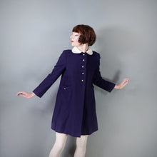 Load image into Gallery viewer, 60s NAVY BLUE WITH WHITE COLLAR MINI BABYDOLL SWING COAT S