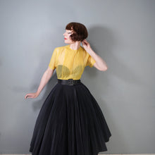 Load image into Gallery viewer, 50s 60s SUSAN GLENN SHEER VIBRANT YELLOW PINTUCKED BLOUSE - L
