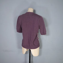 Load image into Gallery viewer, HANDKNITTED FAIRISLE SHORT SLEEVE MAUVE ACRYLIC JUMPER - M-L