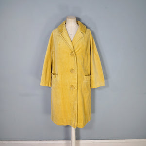 60s BRIGHT YELLOW JUMBO CORD CORDUROY AUTUMN BOX / CAR COAT - M