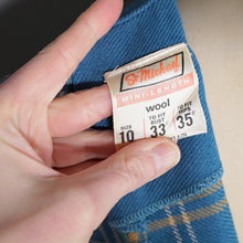 Load image into Gallery viewer, 60s ST MICHAELS BLUE AND BEIGE CHECK WOOL MINI SHIFT MOD DRESS - S