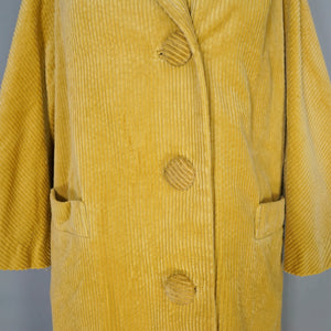 60s BRIGHT YELLOW JUMBO CORD CORDUROY AUTUMN BOX / CAR COAT - M