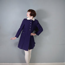 Load image into Gallery viewer, 60s NAVY BLUE WITH WHITE COLLAR MINI BABYDOLL SWING COAT S