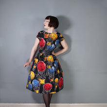 Load image into Gallery viewer, HANDMADE 50s FABRIC DOG AND HOT AIR BALLOON NOVELTY PRINT DRESS - S