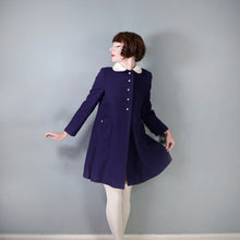 Load image into Gallery viewer, 60s NAVY BLUE WITH WHITE COLLAR MINI BABYDOLL SWING COAT S