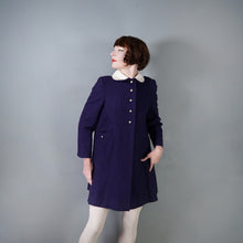 Load image into Gallery viewer, 60s NAVY BLUE WITH WHITE COLLAR MINI BABYDOLL SWING COAT S