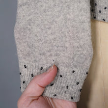 Load image into Gallery viewer, 60s GREY MARLED WOOL FITTED CARDIGAN WITH BLACK BEAD EMBELLISHMENT - S