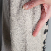 Load image into Gallery viewer, 60s GREY MARLED WOOL FITTED CARDIGAN WITH BLACK BEAD EMBELLISHMENT - S
