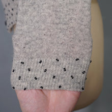 Load image into Gallery viewer, 60s GREY MARLED WOOL FITTED CARDIGAN WITH BLACK BEAD EMBELLISHMENT - S