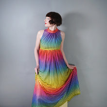 Load image into Gallery viewer, 70s BERKERTEX RAINBOW OP ART PATTERN MAXI EMPIRE DRESS - S