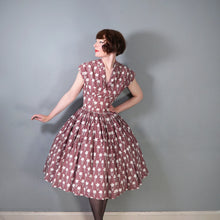 Load image into Gallery viewer, 50s HORROCKSES FASHIONS BROWN FULL SKIRT COTTON DRESS  AND BOLERO - XS