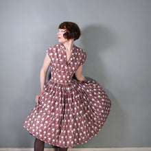 Load image into Gallery viewer, 50s HORROCKSES FASHIONS BROWN FULL SKIRT COTTON DRESS  AND BOLERO - XS