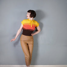 Load image into Gallery viewer, 40s style HANDKNITTED COLOURBLOCK JUMPER WITH BOW NECK - S-M