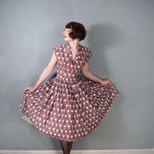 Load image into Gallery viewer, 50s HORROCKSES FASHIONS BROWN FULL SKIRT COTTON DRESS  AND BOLERO - XS
