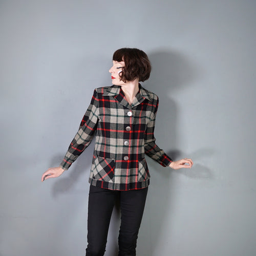 50s BLACK, RED AND GREY PENDLETON 49ER WOOL SHIRT JACKET - S
