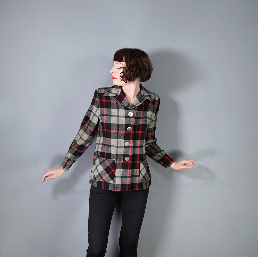 50s BLACK, RED AND GREY PENDLETON 49ER WOOL SHIRT JACKET - S