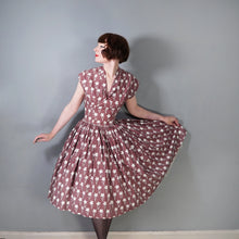 Load image into Gallery viewer, 50s HORROCKSES FASHIONS BROWN FULL SKIRT COTTON DRESS  AND BOLERO - XS