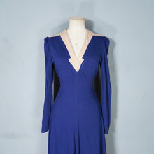 Load image into Gallery viewer, 70s DEEP BLUE ART DECO STYLE PONTE KNIT JERSEY DRESS - XS-S