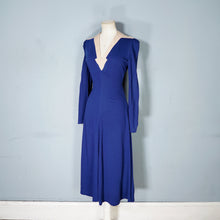 Load image into Gallery viewer, 70s DEEP BLUE ART DECO STYLE PONTE KNIT JERSEY DRESS - XS-S