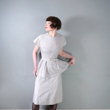 Load image into Gallery viewer, 40s LIGHT ASH GREY SOUTACHE 3 BLOUSE, SKIRT AND BELT 3 PIECE DRESS SET - S