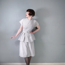 Load image into Gallery viewer, 40s LIGHT ASH GREY SOUTACHE 3 BLOUSE, SKIRT AND BELT 3 PIECE DRESS SET - S